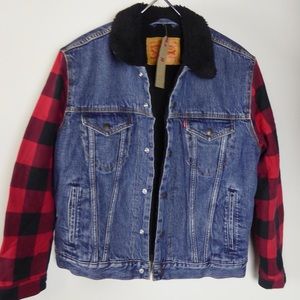 Levi’s Sherpa Lined Denim Jacket Buffalo Plaid NWOT